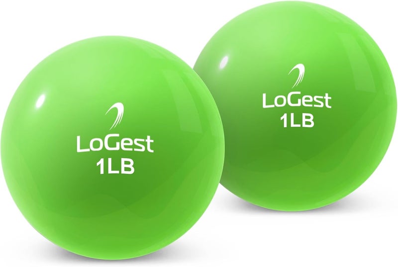 Logest Weighted Toning Exercise Balls Pair - Round Shape Medicine Ball - 1LB 2LB 3LB 4LB 5LB 6LB Available - Toning Muscle for Men & Women - Color-Coded Difficulty Levels - Image 1